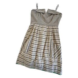 Maeve Anthropologie Changing Stripes Bustier Bodice Dress Women’s 10 Cream